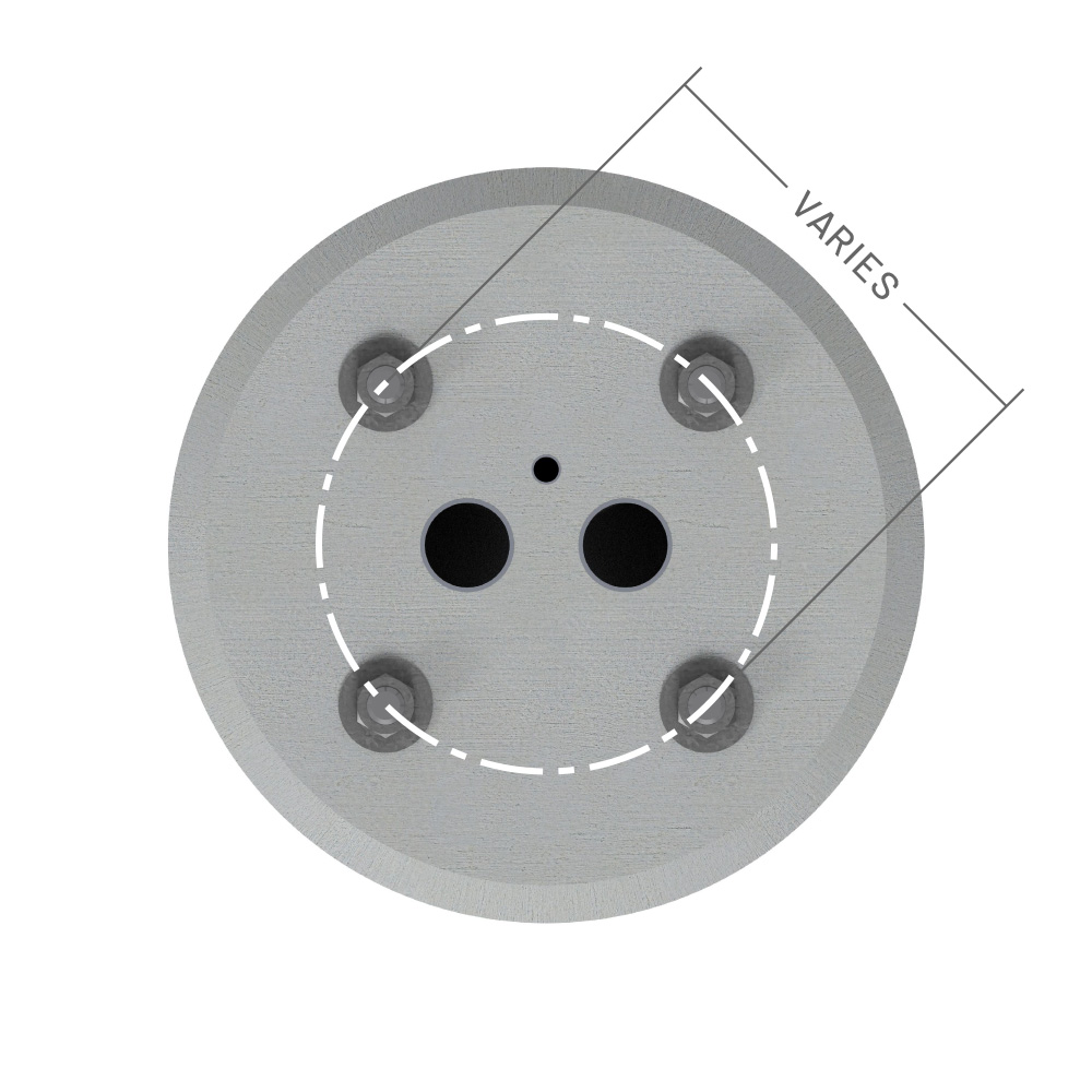 Image of cast-in anchor bolts on pole base